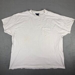 Vtg Basic Editions Mens White Pocket Tee Short Sleeve Cotton Crew Neck XL Y2K